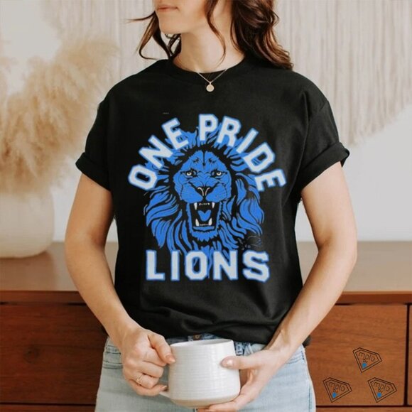 Detroit Lions One Pride 2024 Football Season Playoffs Fan Game Day Graphic Shirt - Picture 1 of 5